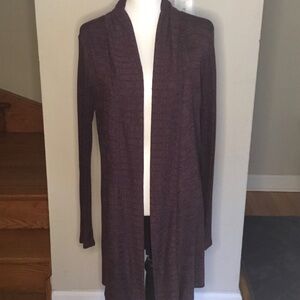 Purple Long Open Front Cardigan Sweater